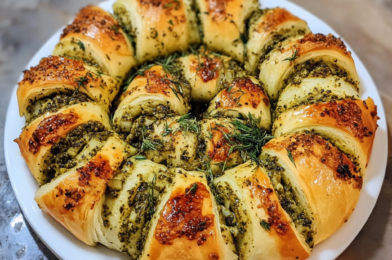 Cheesy Pesto Roll Wreath